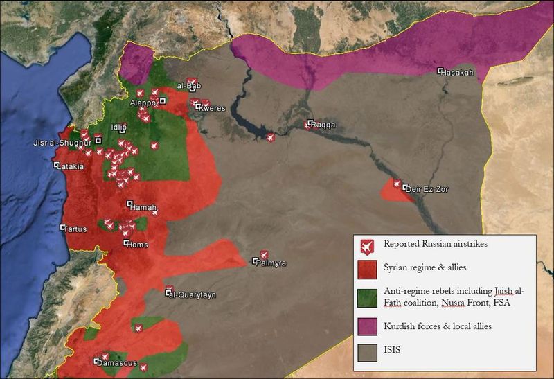 Map Syria Russian Bombing